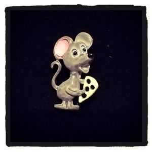 Enamel Mouse Brooch